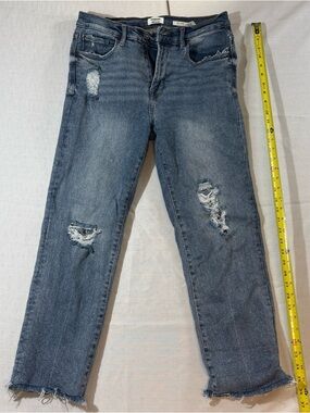Kensie Distressed Mid-Blue Women’s 10/26 Straight Leg Jeans
